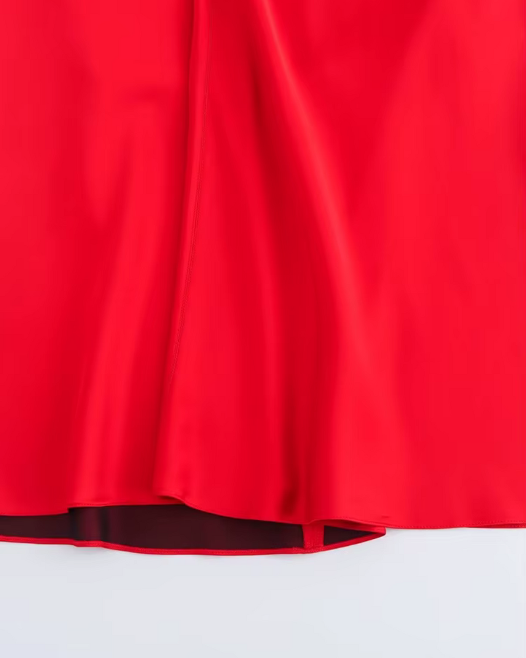 Rode Satijnen Geplooide Midi-Jurk met Open Rug voor Dames