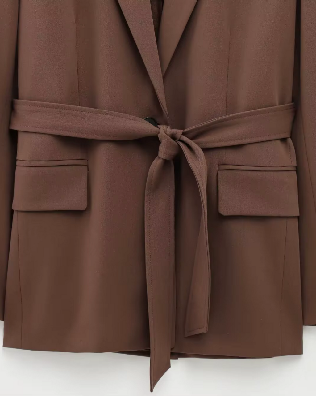 Oversized Bruine Blazer en Pantalon Set met Matching Riem Dames