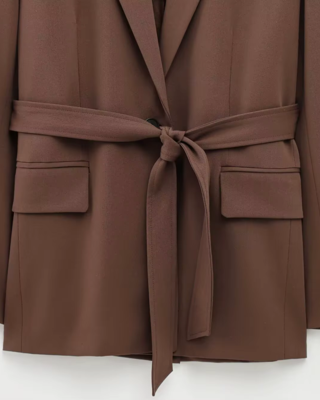 Oversized Bruine Blazer en Pantalon Set met Matching Riem Dames