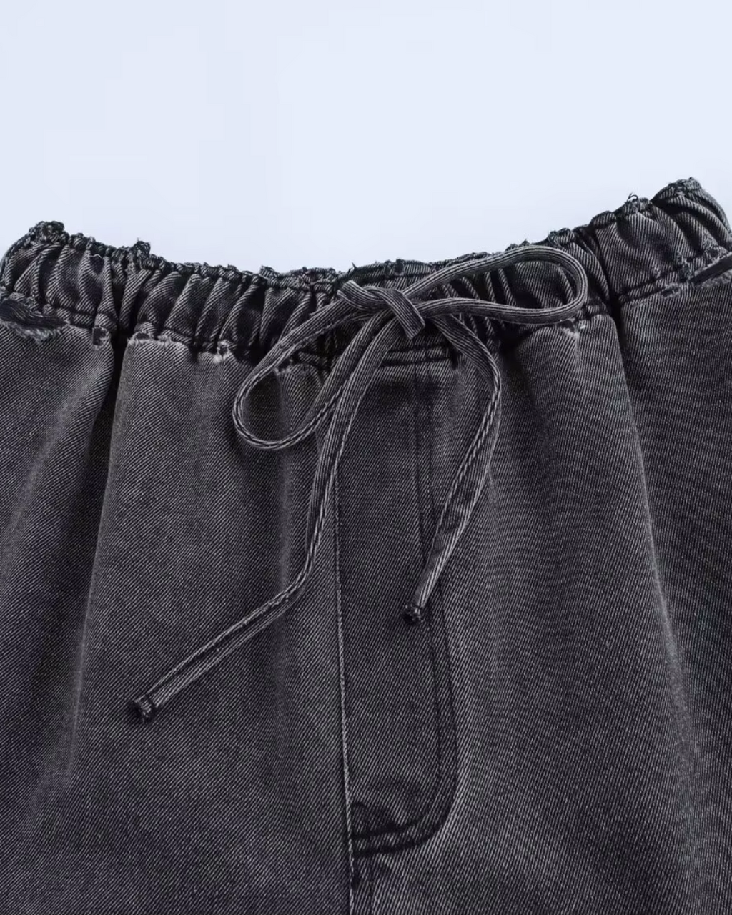 Oversized Zwarte Denim Tweedelige Set voor Dames