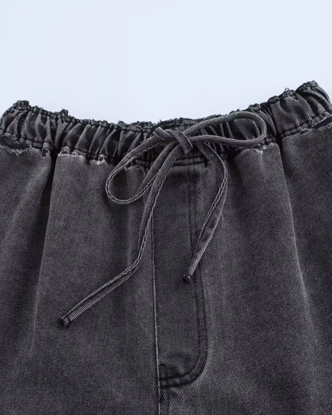 Oversized Zwarte Denim Tweedelige Set voor Dames