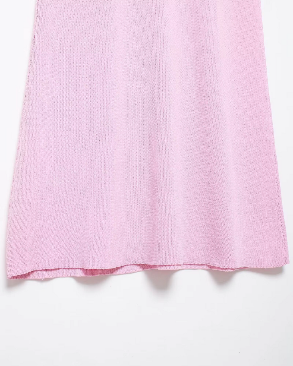 Roze Gebreide Mini Jurk met Strass en O Hals voor Dames