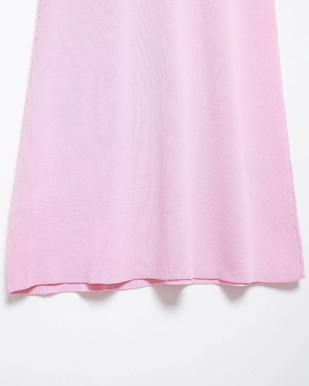 Roze Gebreide Mini Jurk met Strass en O Hals voor Dames