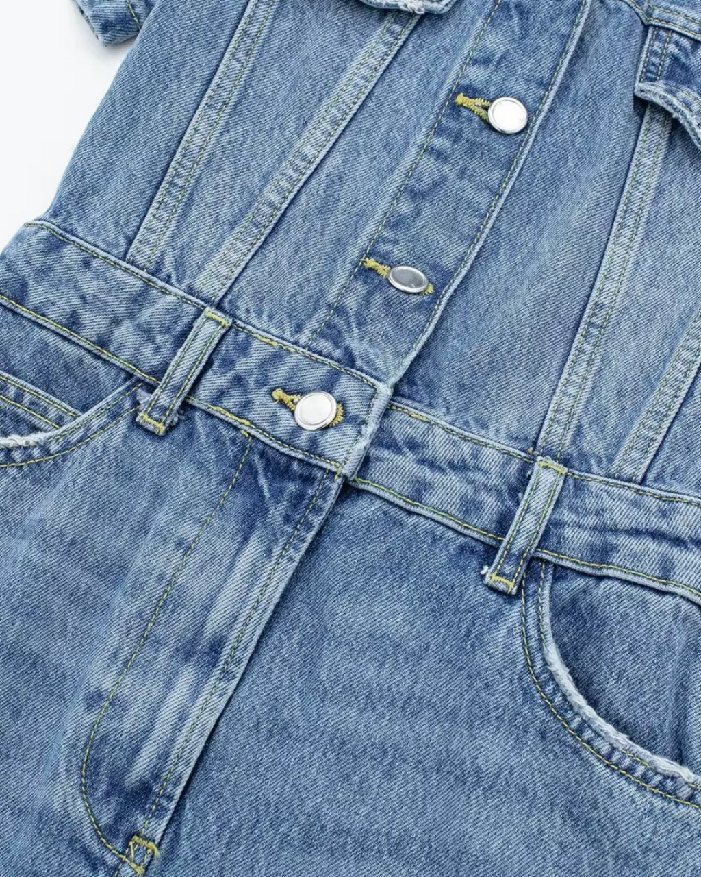 Denim Zomerjurk met Kraag en Zakken voor Dames
