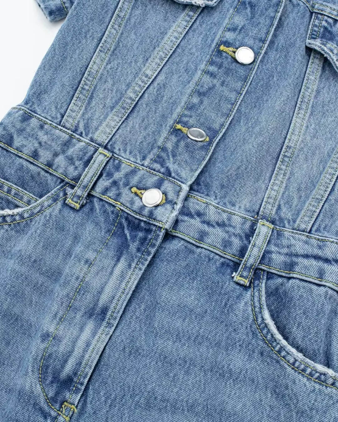 Denim Zomerjurk met Kraag en Zakken voor Dames