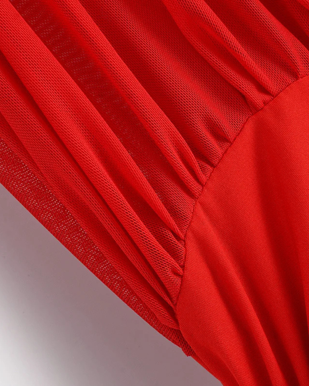 Rode Mouwloze Midi Jurk met Tule en Ritsdetail voor Dames