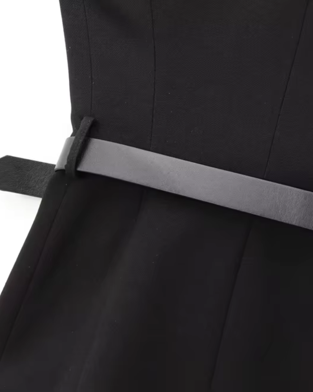 Lange Zwarte Gilet met Riem voor Dames