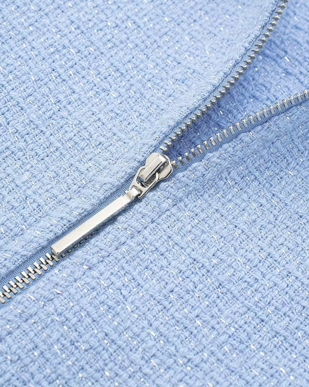 Chique Korte Jas met Rits en Zakken in Blauw voor Dames