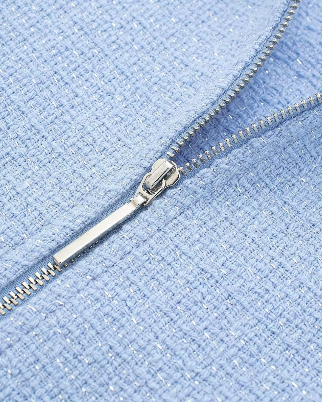 Chique Korte Jas met Rits en Zakken in Blauw voor Dames