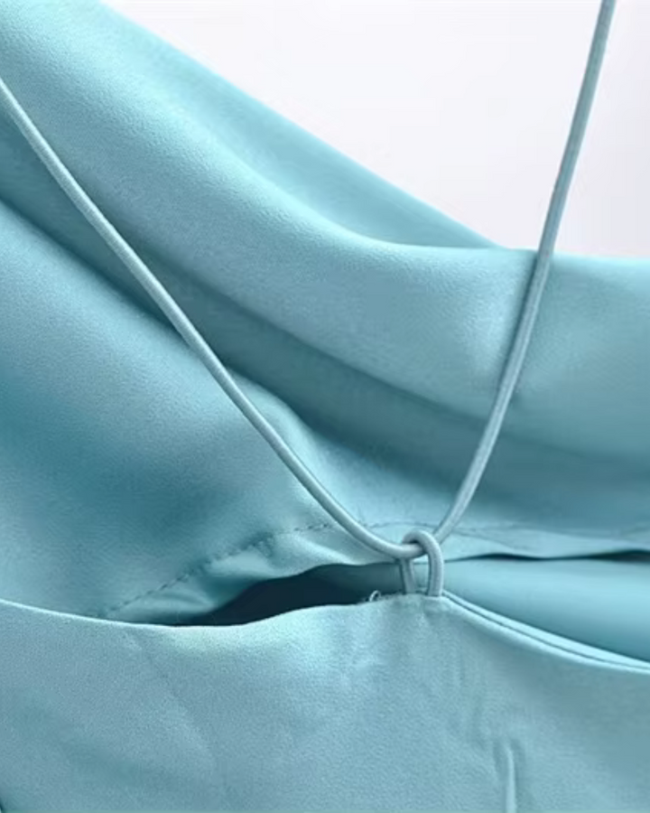 Satijnen Halter Mini-Jurk met Spaghettibandjes voor Dames