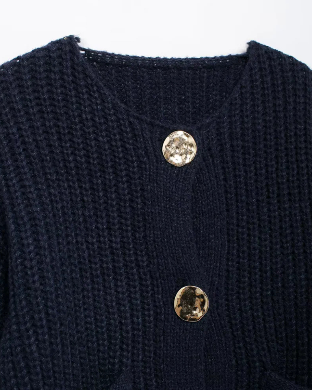 Elegante Gebreide Donkerblauwe Vest voor Dames