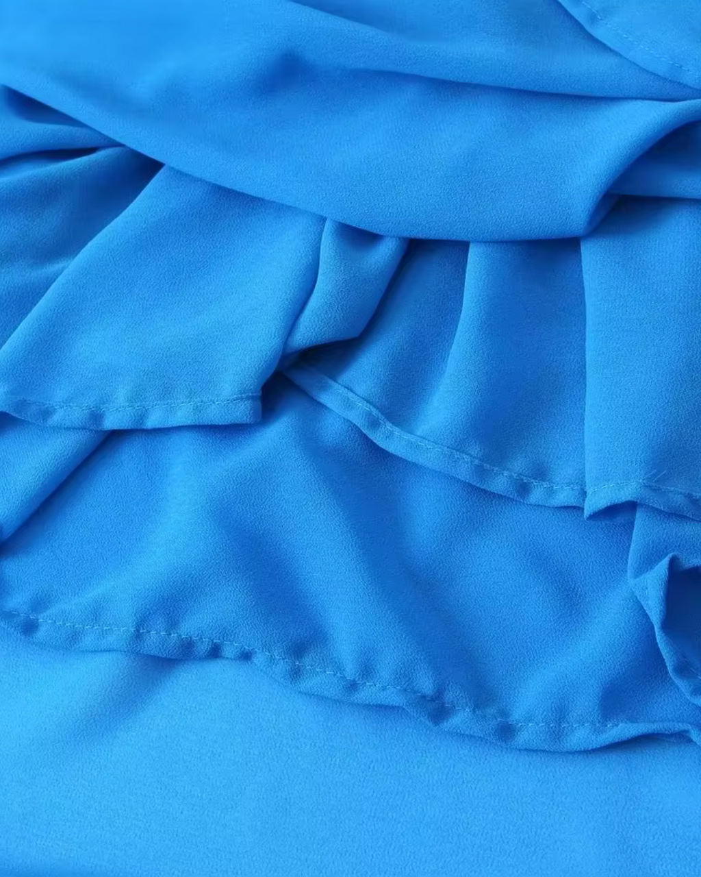 Chiffon V-Hals Jurk met Lantaarnmouwen en Ruches voor Dames