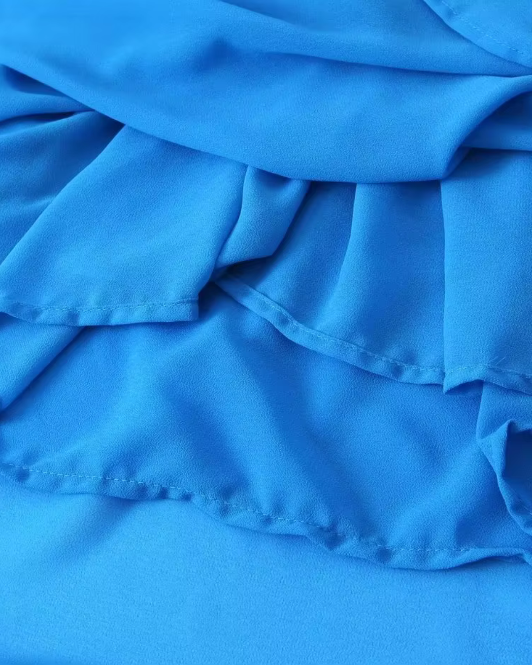 Chiffon V-Hals Jurk met Lantaarnmouwen en Ruches voor Dames