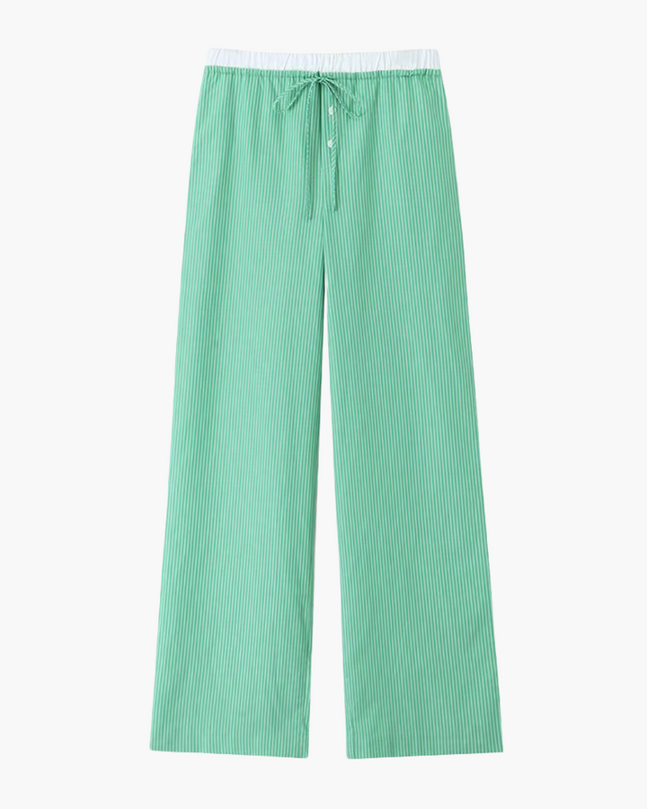 Gestreepte Poplin Shirt en Broek Set voor Dames