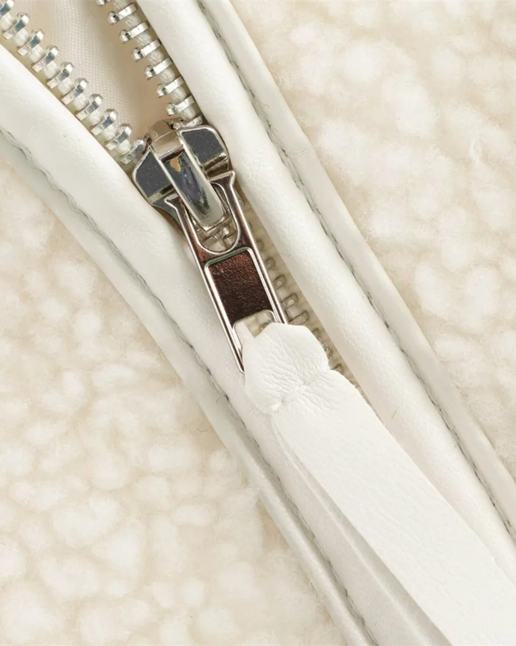 Effen Oversized Teddy Fleece Jas met O-hals voor Dames