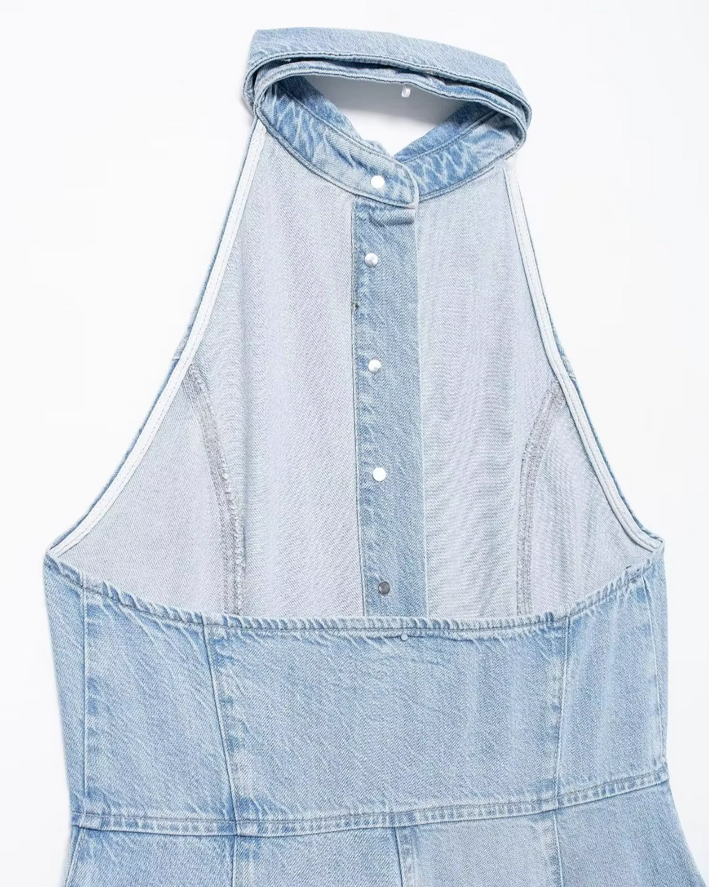 Stijlvolle Mouwloze Denim Jumpsuit met Wijde Pijpen voor Dames