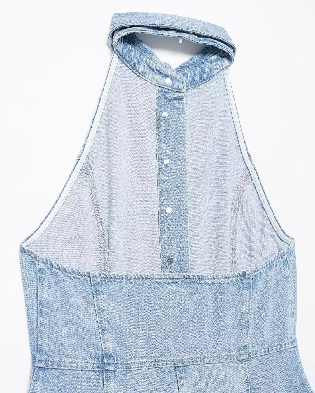 Stijlvolle Mouwloze Denim Jumpsuit met Wijde Pijpen voor Dames