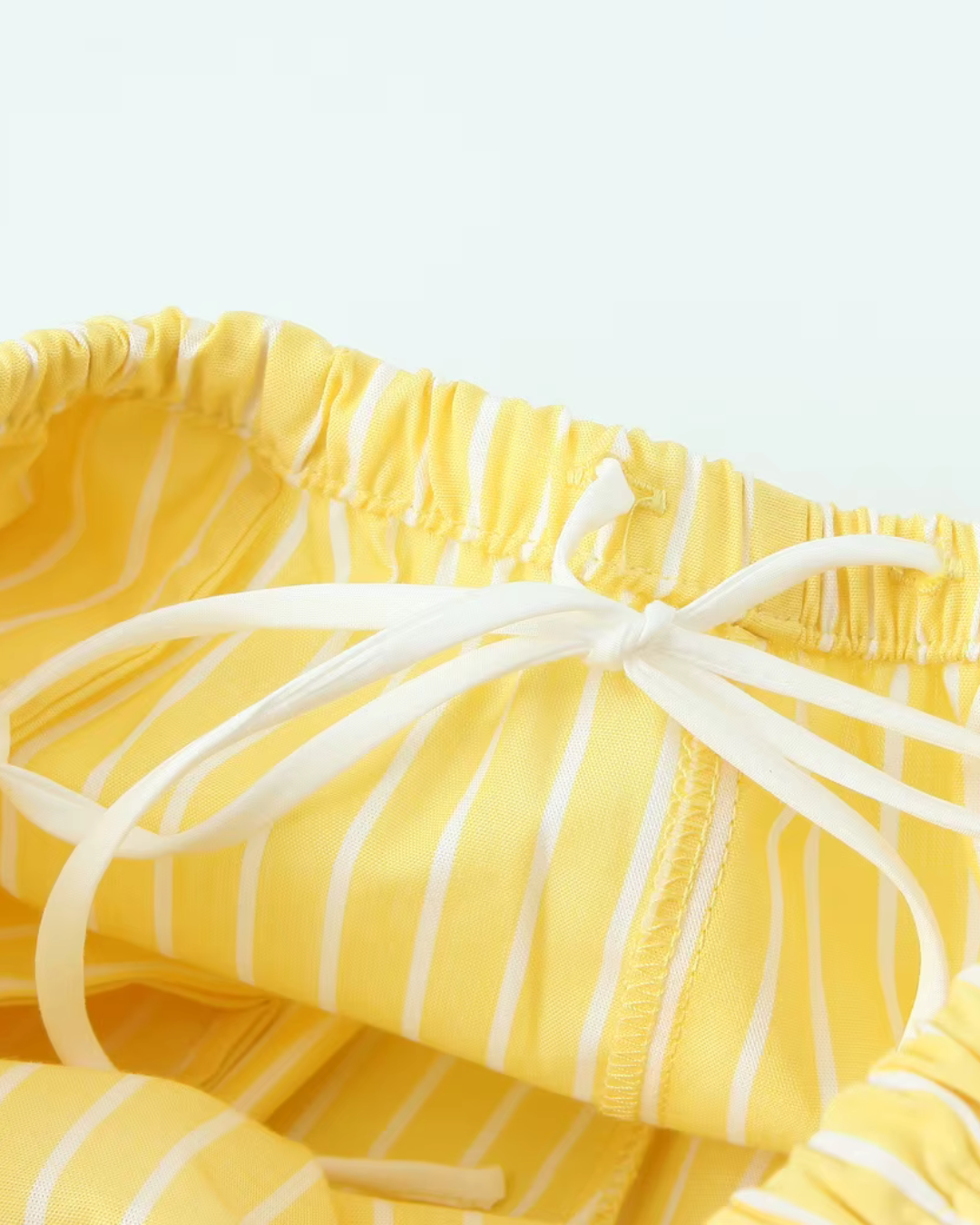 Gele Linnen Blouse en Broek Set voor Dames