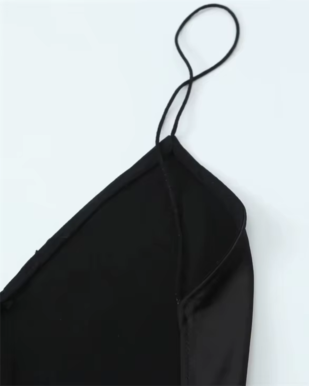 Satijnen Lange Zwarte Jurk met Spaghetti Bandjes voor Dames