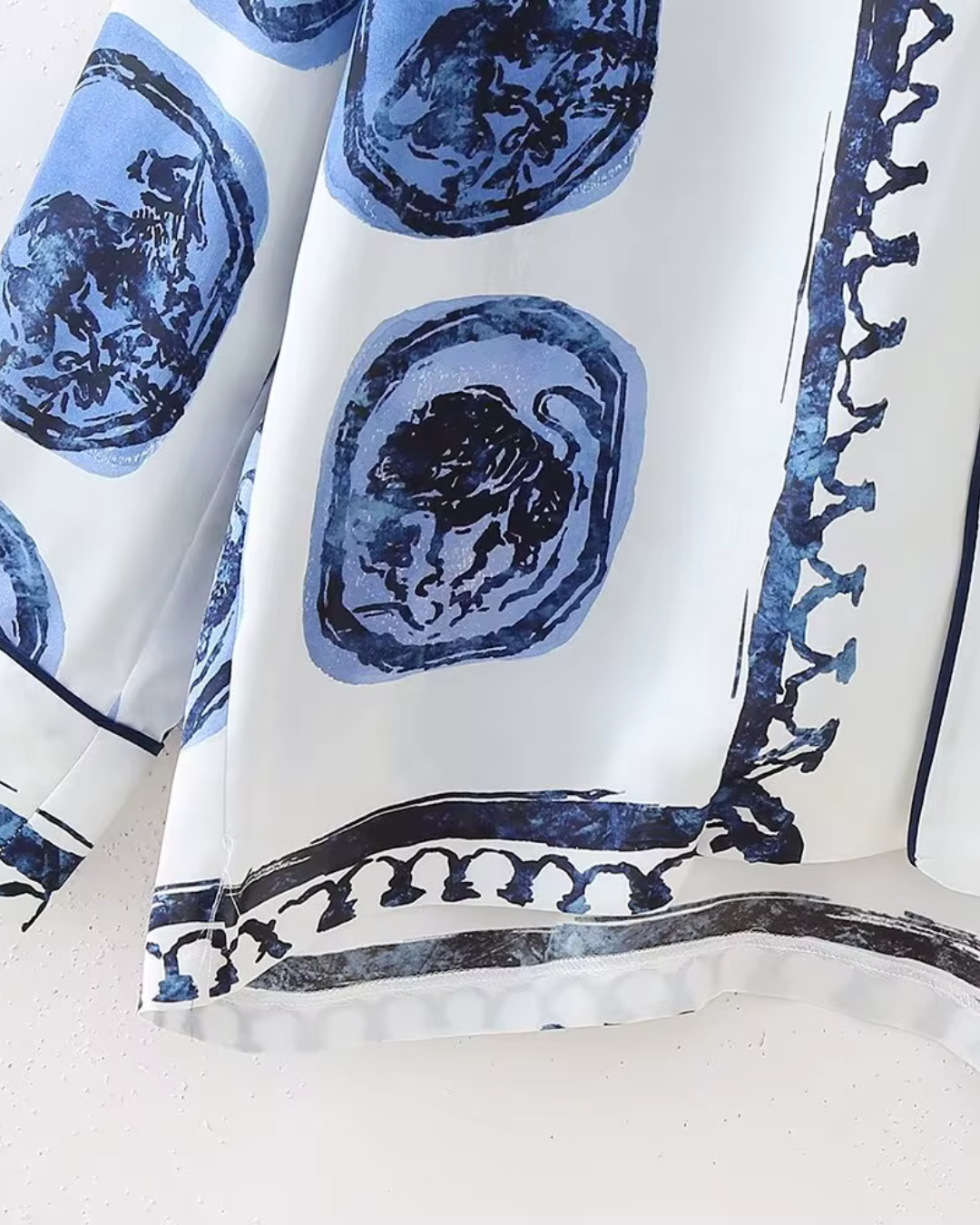 Vintage Casual Dames Pak met Print en Wijde Pijpen voor Dames