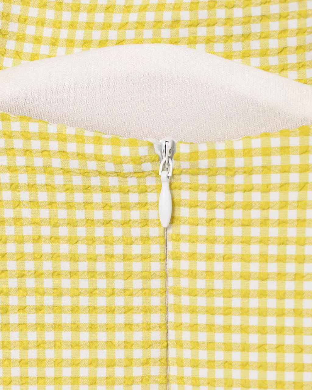 Gele Geruite Jurk met Vierkante Hals, Open Rug & Strikdetail voor Dames