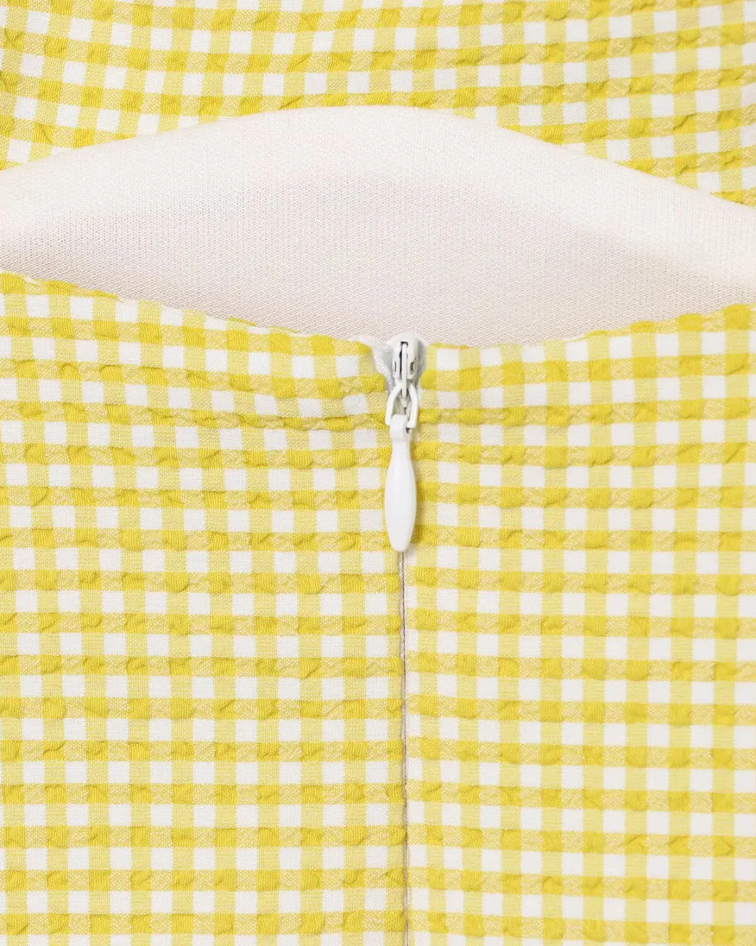 Gele Geruite Jurk met Vierkante Hals, Open Rug & Strikdetail voor Dames