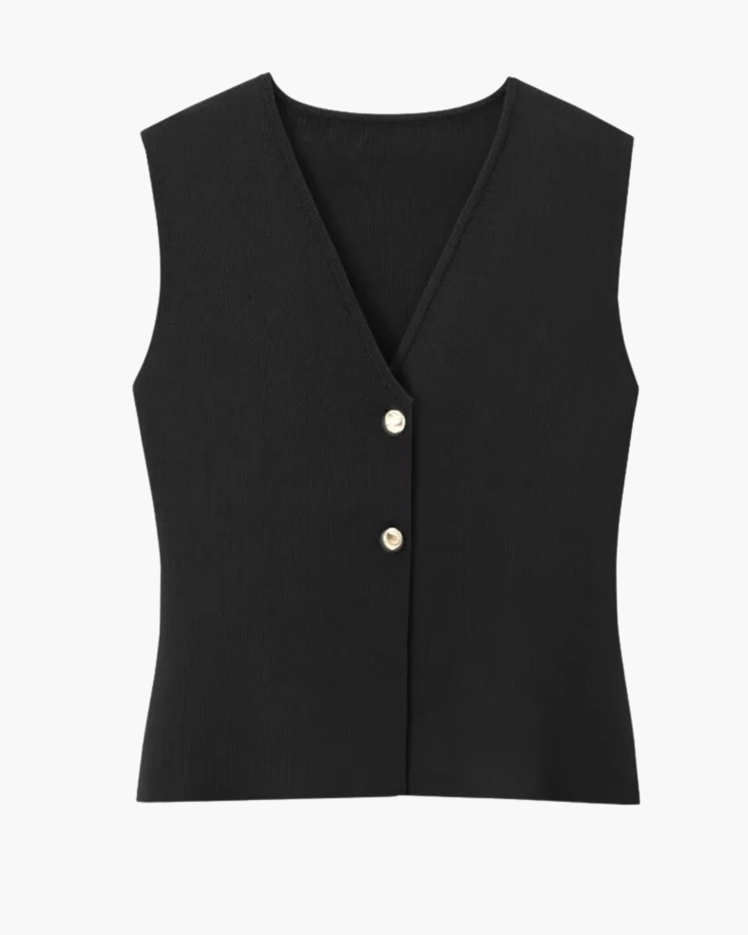 Gebreid Mouwloos V-Hals Vest met Gouden Knopen voor Dames