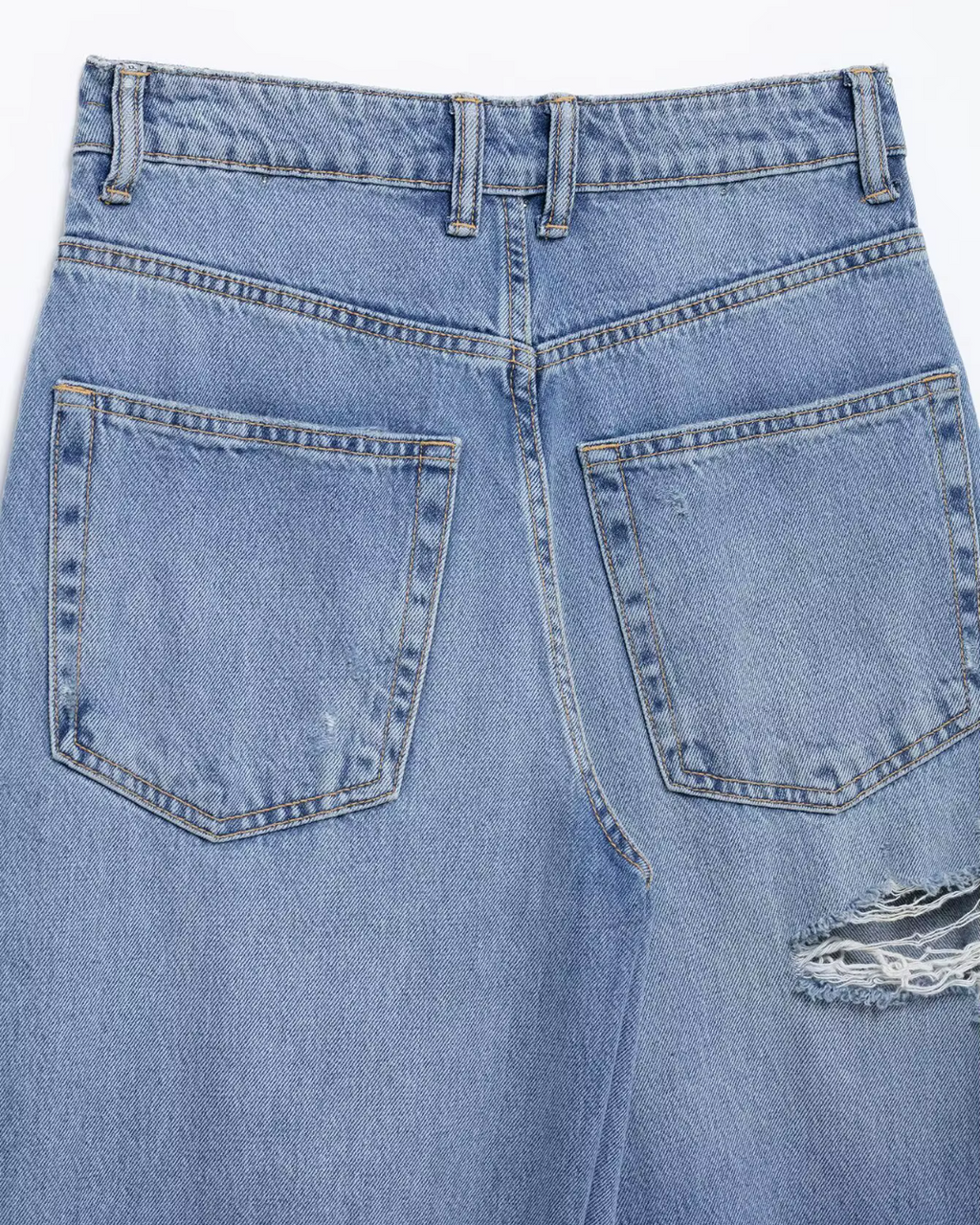 Gescheurde Denim Jeans met Hoge Taille voor Dames