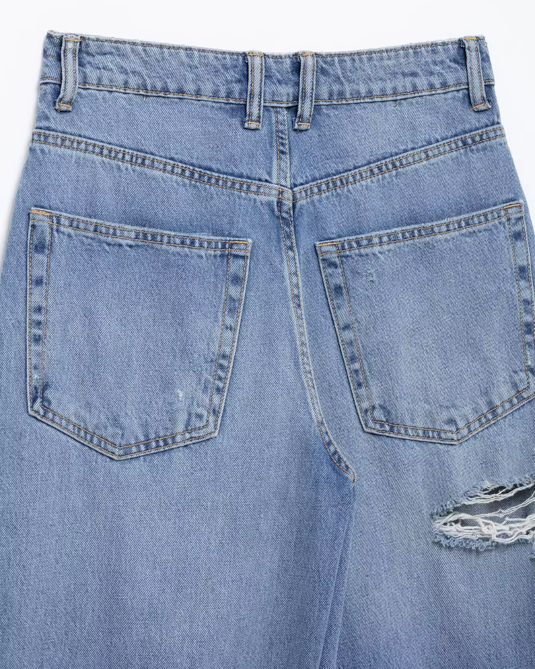 Gescheurde Denim Jeans met Hoge Taille voor Dames