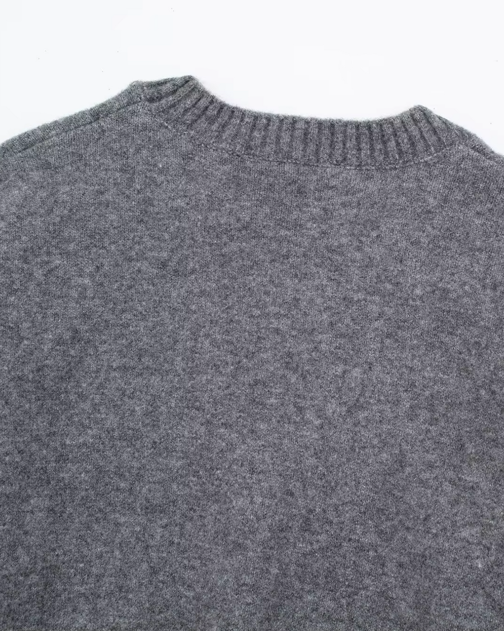 Oversized Gebreide Trui Dames – Grijze O-hals Jumper met Lange Mouw