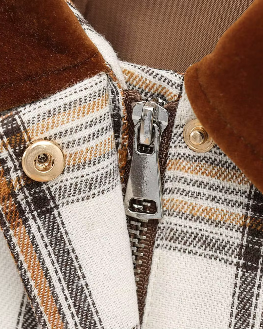 Voorjaarsjas met Ruiten en Lange Mouwen met Kraag en Ritssluiting voor Dames