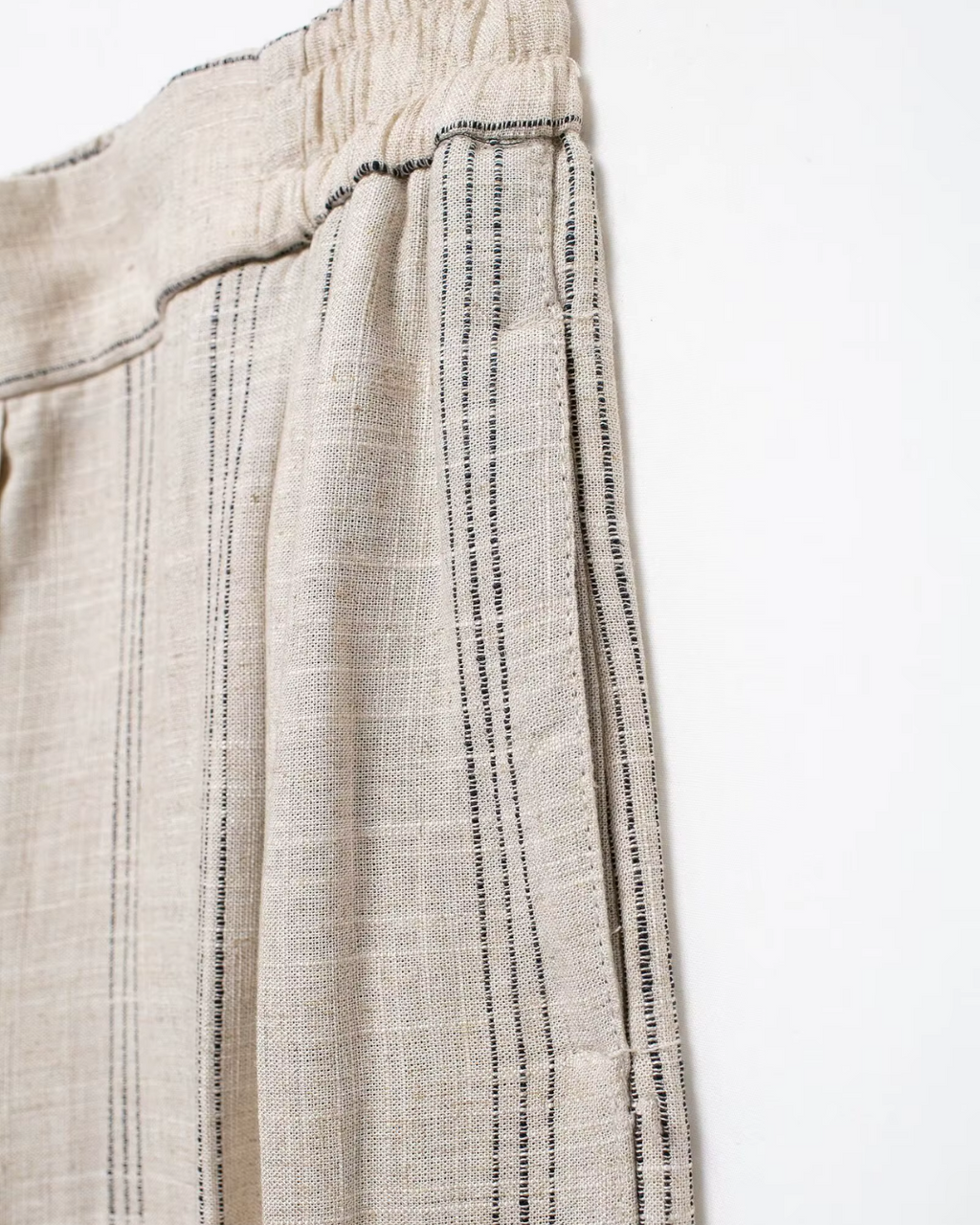 Linnen Beige Luchtige Comfortabele Gestreepte Broek voor Dames