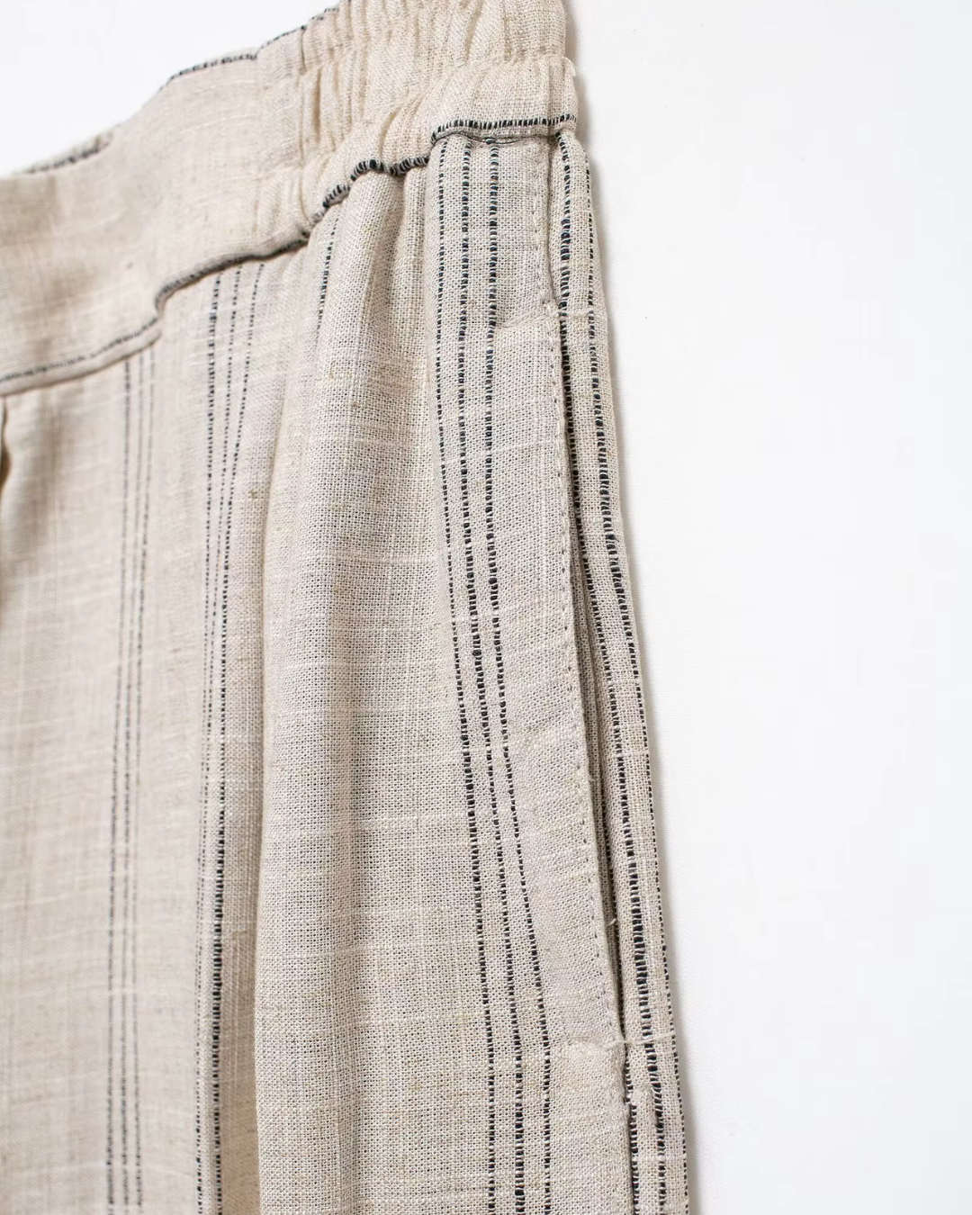 Linnen Beige Luchtige Comfortabele Gestreepte Broek voor Dames