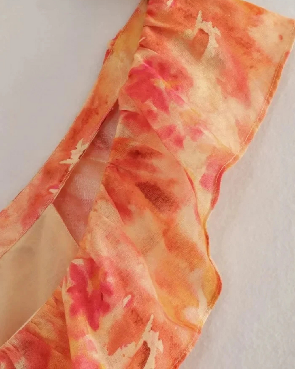 Oranje Backless Maxi Jurk met Ruche en Print voor Dames