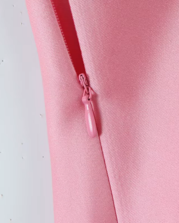 Roze Satijnen Halter Jurk Backless voor Dames