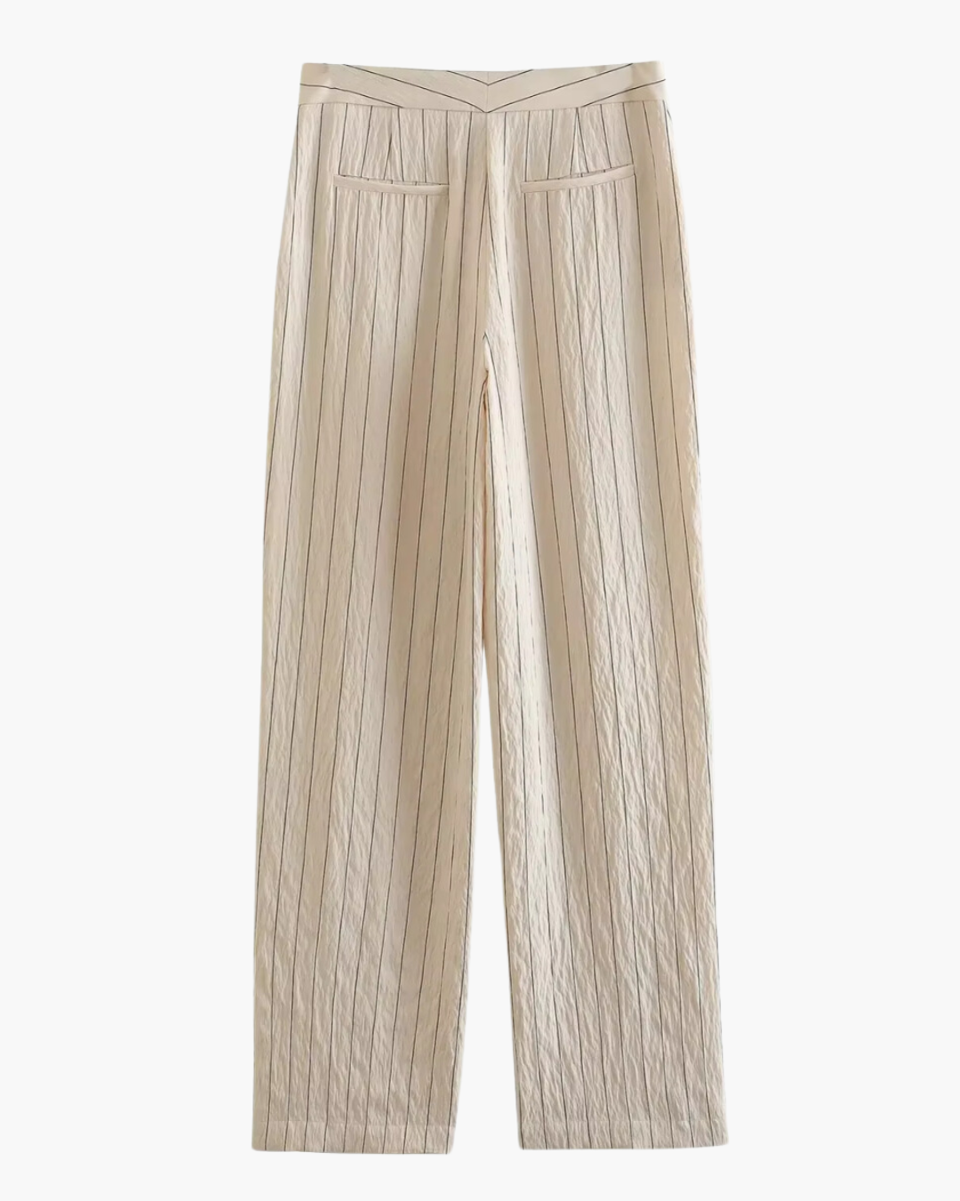 Chique Stijlvolle Crème Pak met Zwarte Strepen en Gouden Knopen voor Dames