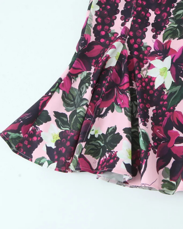 Paarse Bloemenprint Cami Jurk met Corsetlook voor Dames