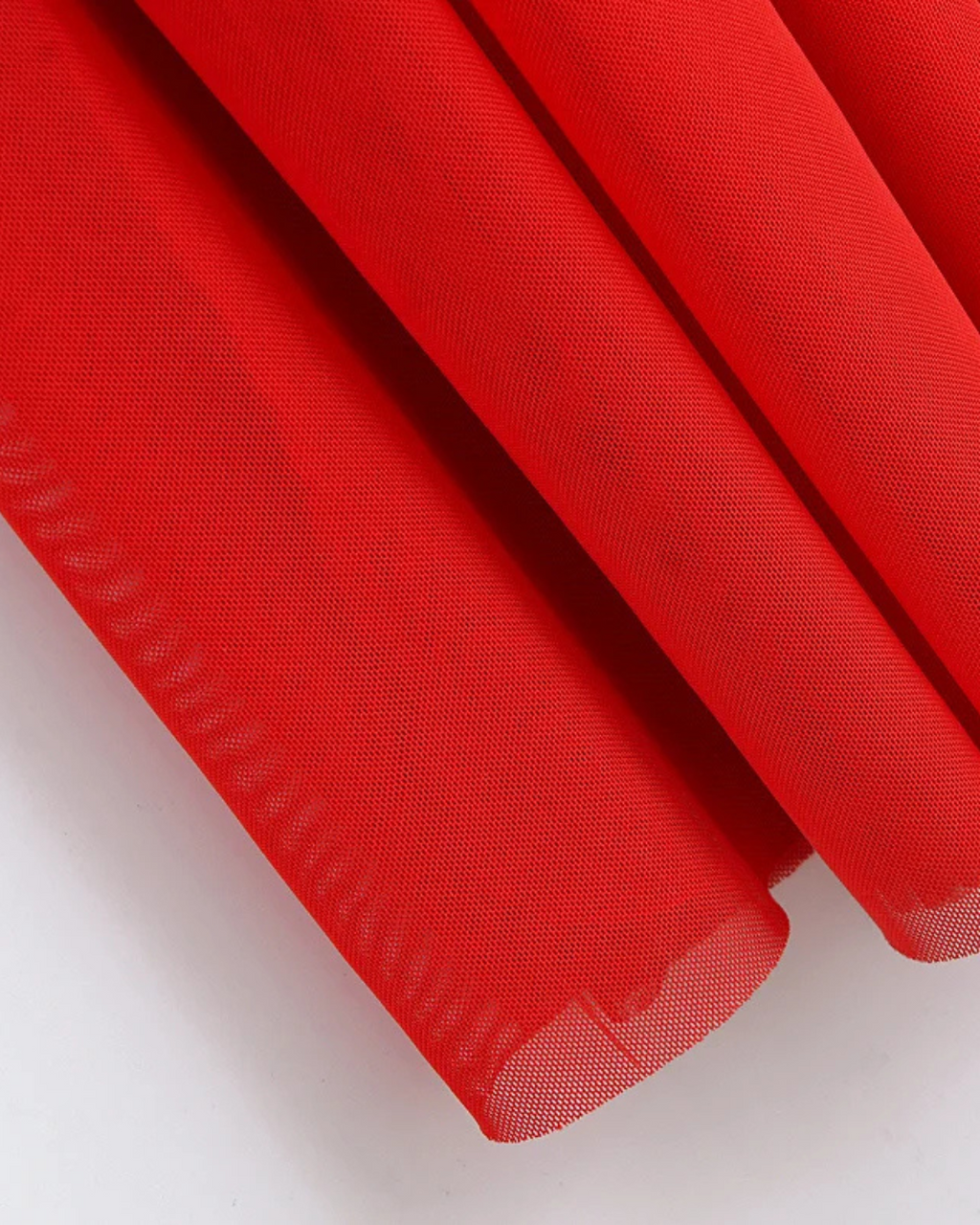 Rode Mouwloze Midi Jurk met Tule en Ritsdetail voor Dames