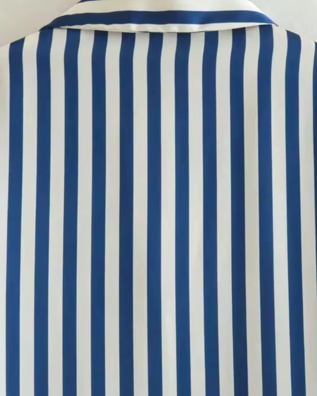 Blauw-Wit Gestreepte Satijnen Blouse voor Dames