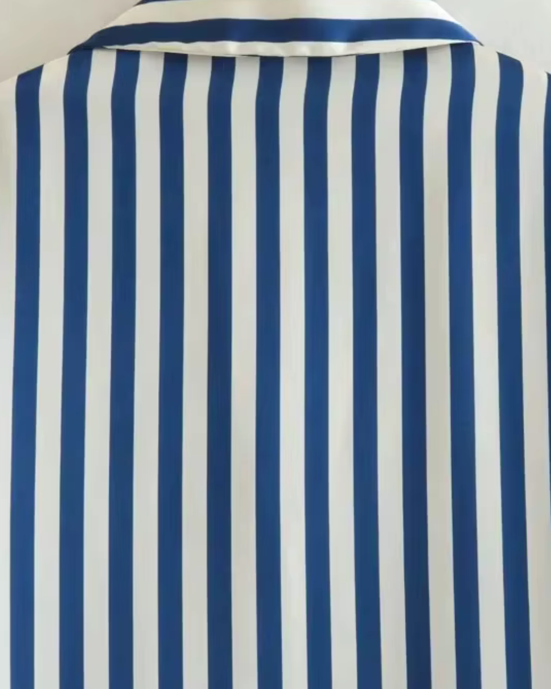 Blauw-Wit Gestreepte Satijnen Blouse voor Dames