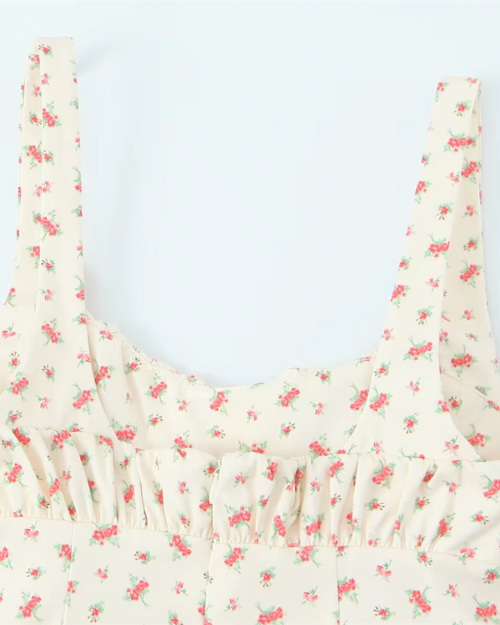 Korte Jurk met Vierkante Kraag en Bloemenprint voor Dames