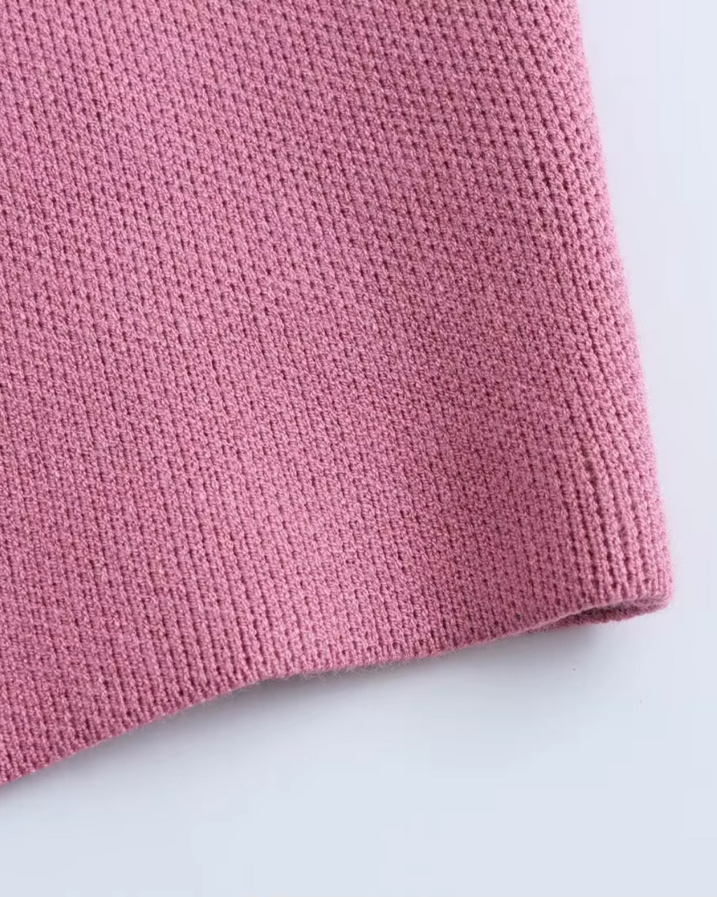 Roze Gebreide Korte Tanktop met Smalle Bandjes voor Dames