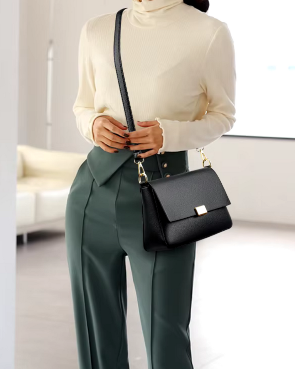 Trendy Zwarte Crossbody Tas van Hoogwaardig PU Leer