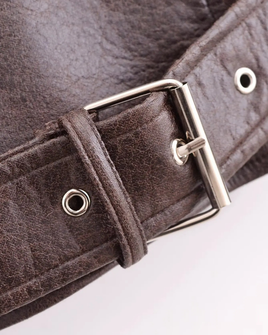 Cropped Kunstleren Jas met Riem en Ritsvakken voor Dames