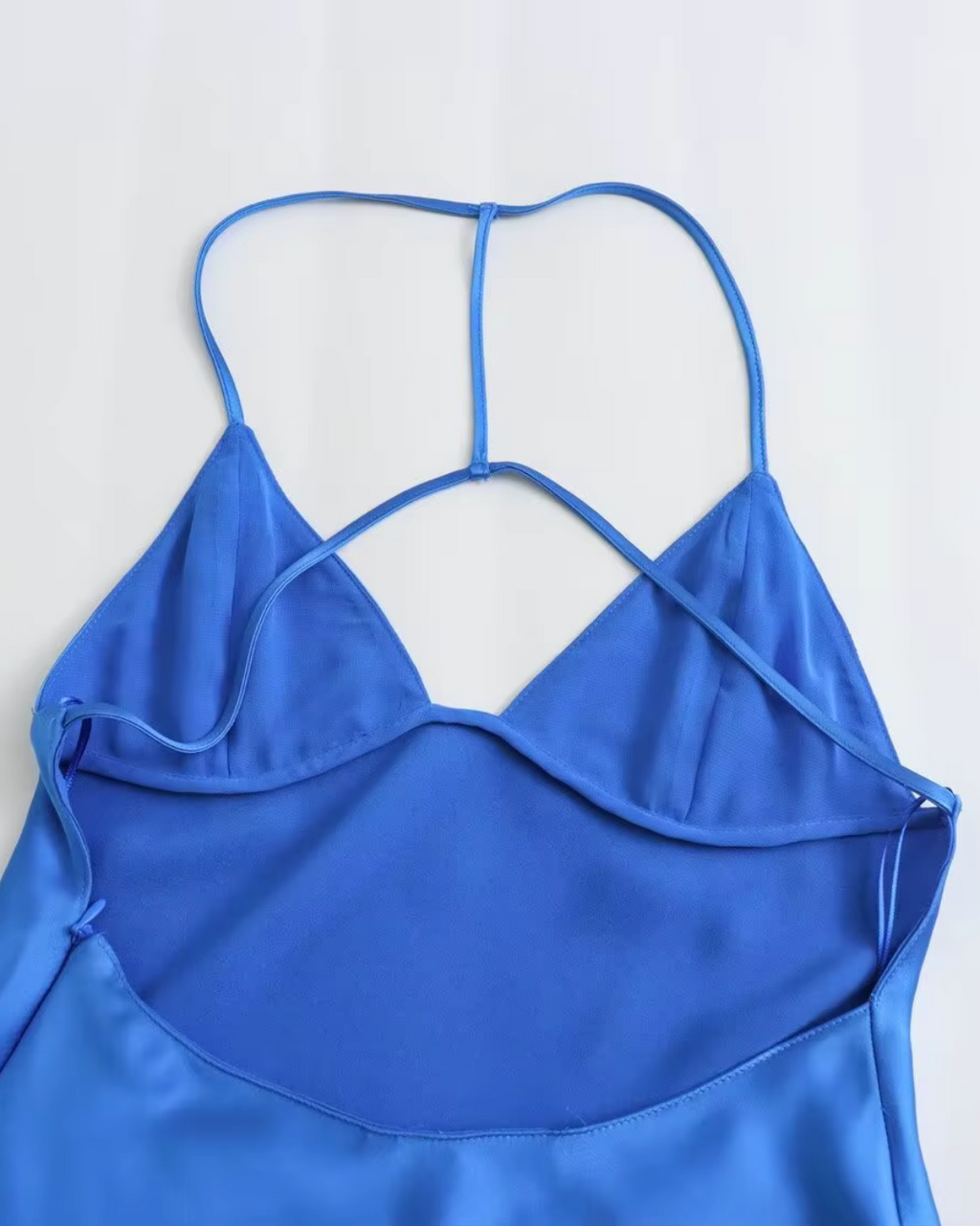 Satijnen V-Hals Midi Jurk met Dunne Bandjes voor Dames