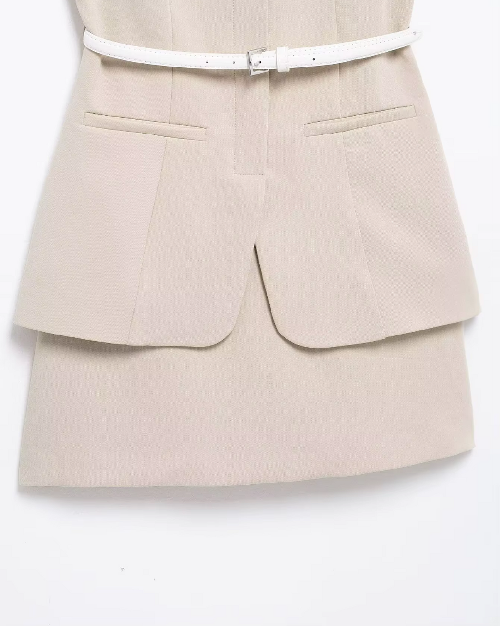 Elegante Mouwloze Mini Jurk met Riem en O-Hals voor Dames