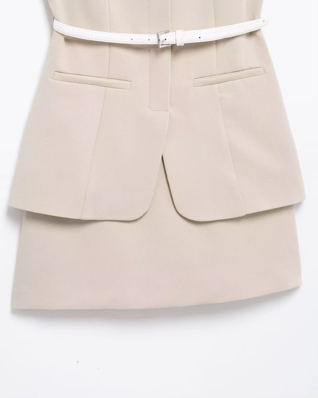 Elegante Mouwloze Mini Jurk met Riem en O-Hals voor Dames