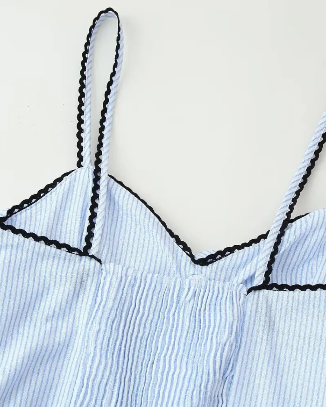 Gestreepte Geplooide Midi Jurk met Kant en V-hals voor Dames