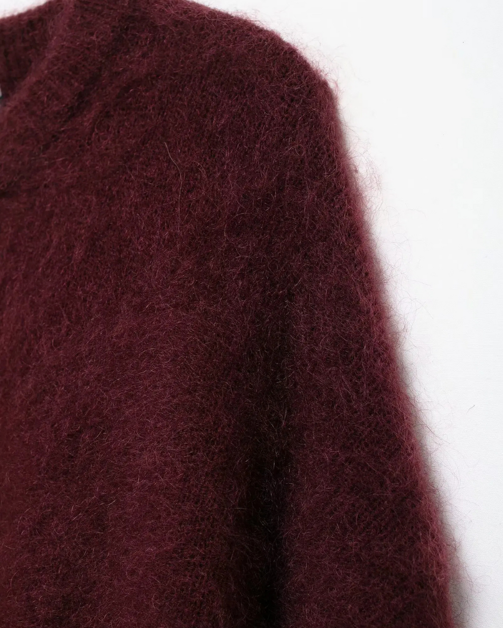 Bordeaux Rode Warme Losse Fuzzy Trui voor Dames