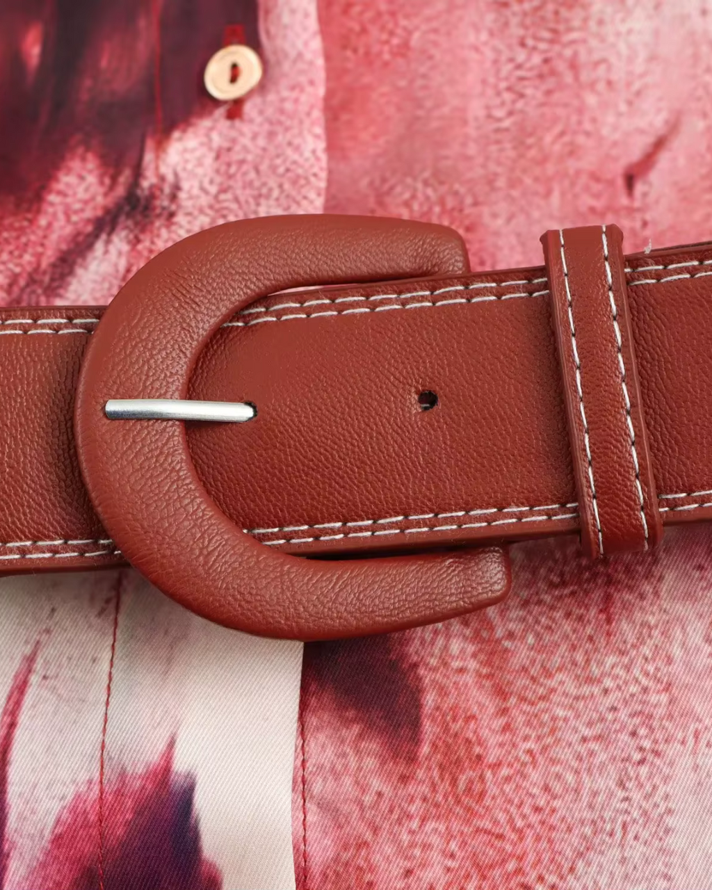 Rode Print Jurk met Sjerp en Kraag voor Dames